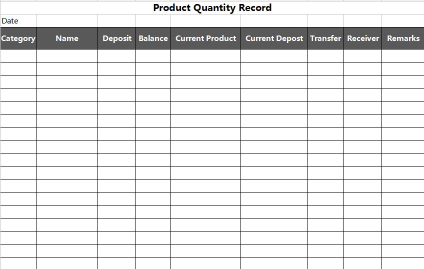 EXCEL of Product Quantity Record.xlsx | WPS Free Templates